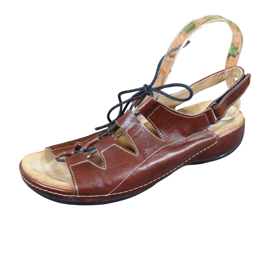 Wolky Kite Women Sandals Size 39 Walking Comfort Lace Up Brown Leather EU 39